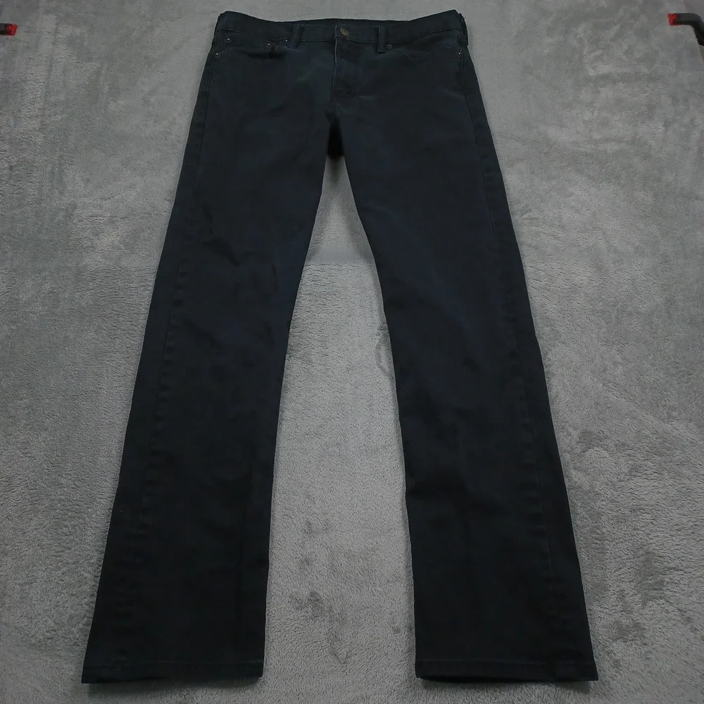 Levis 513 Jeans Mens 32x32 Black Distressed Slim Straight Pockets Modern